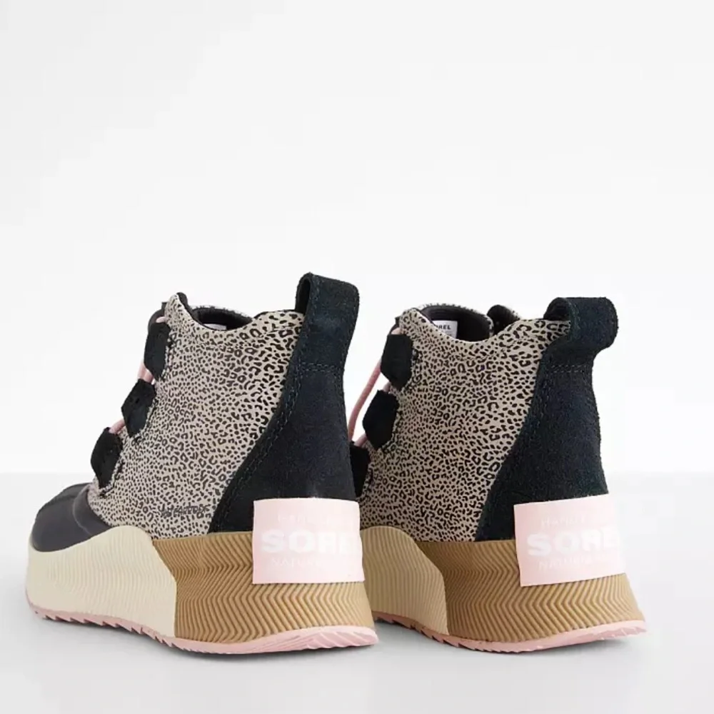3Y Sorel Kids Black, Pink & Tan Leopard Rain + Snow Boots